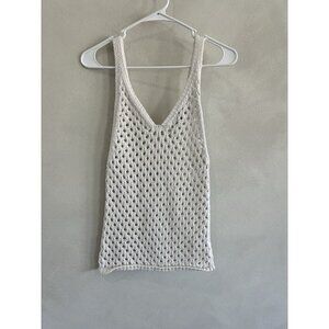 7 For All Mankind Womens Ivory Off White Crochet Knit Tank Top Small S